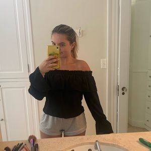 Revolve by the way. Black off the shoulder top